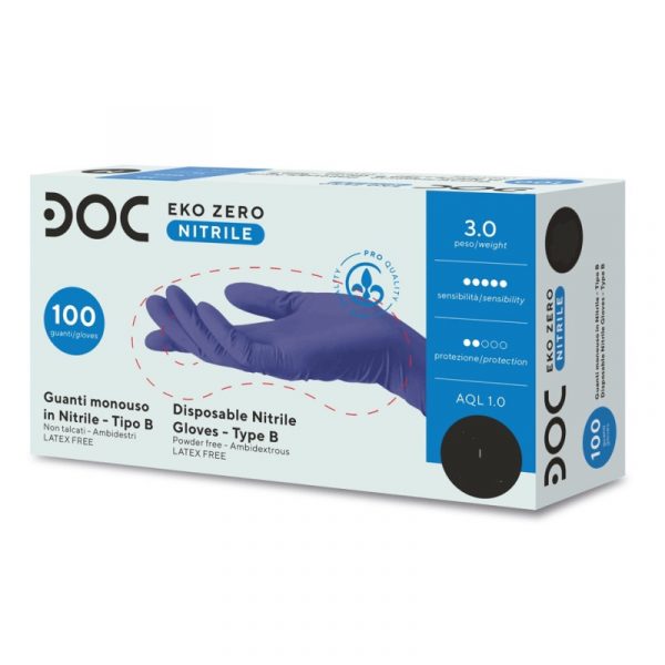 guanti in nitrile senza polvere eko zero ultra light e soft