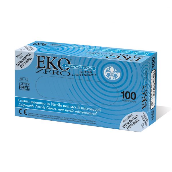 guanti nitrile microruvido senza polvere eko zero tg small 6