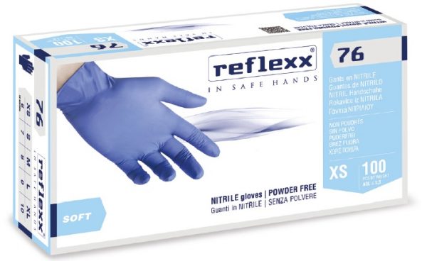 Guanti in nitrile SOFT Reflexx senza polvere blu tg L