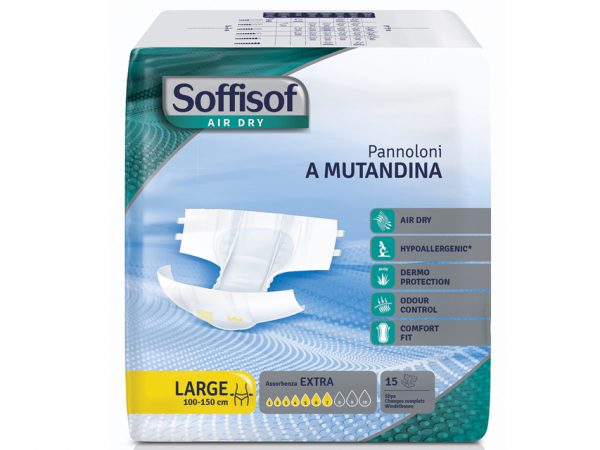 Pannoloni Soffisof Air Dry incontinenza moderata large 90 pezzi