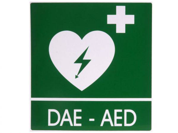 Cartello segnalatore DAE/AED in alluminio 29x36 cm per defibrillatori 35326