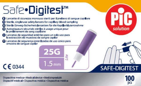 SAFE DIGITEST 25G LANCETTE SICUREZZA