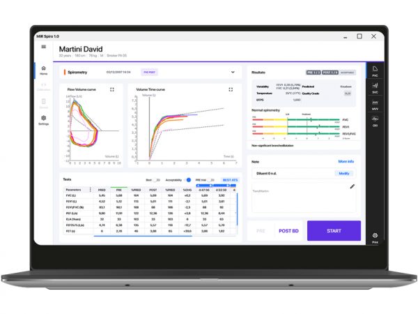 Nuovo Spirolab® - Spirometro portatile completo di ossimetro con display a colori e stampante e software