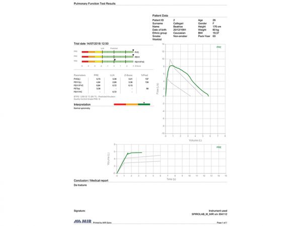 Spirolab Spirometro con display a colori, stampante e software